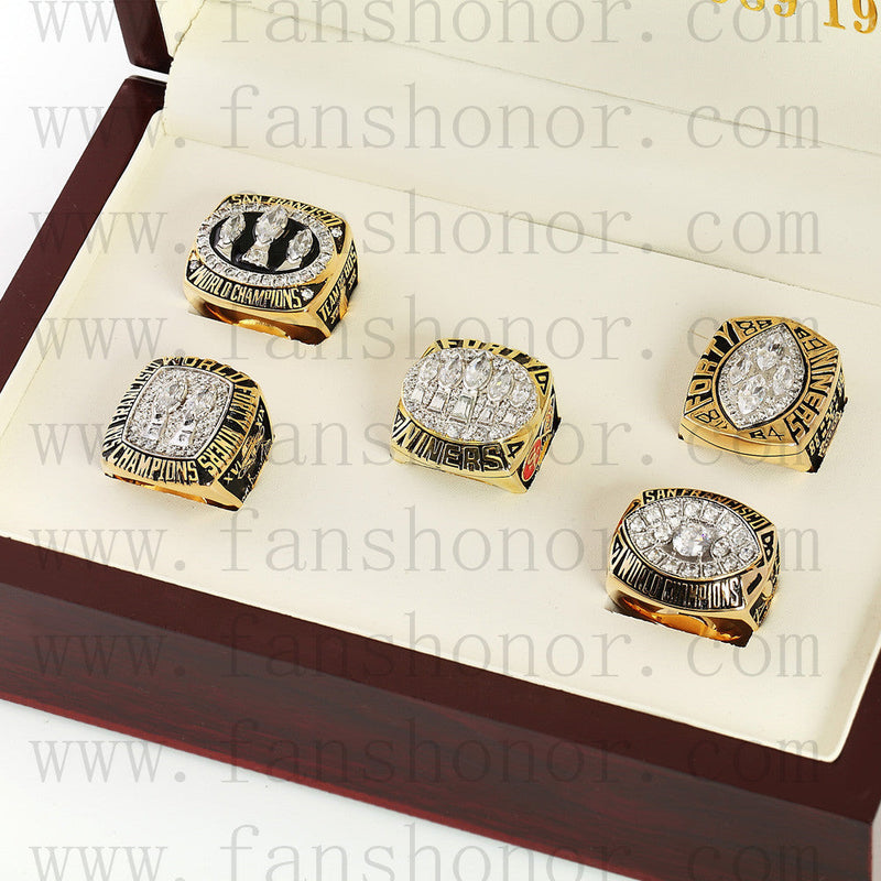 Customized San Francisco 49ers NFL Championship Rings Set Wooden Display Box Collections