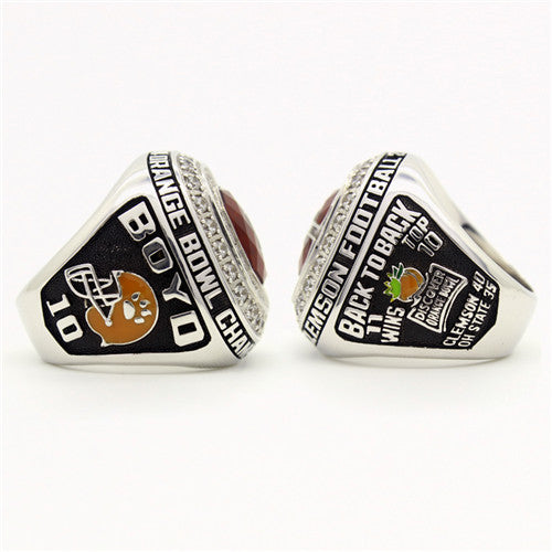 Custom Clemson Tigers 2014 Orange Bowl (January) Championship Ring With Red Ruby