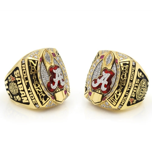 Custom Alabama Crimson Tide 2015 National Championship Ring With Red Rubies