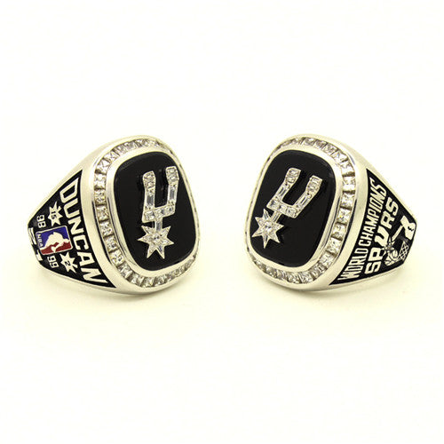 San Antonio Spurs 1999 NBA Finals National Basketball World Championship Ring With Black Obsidian