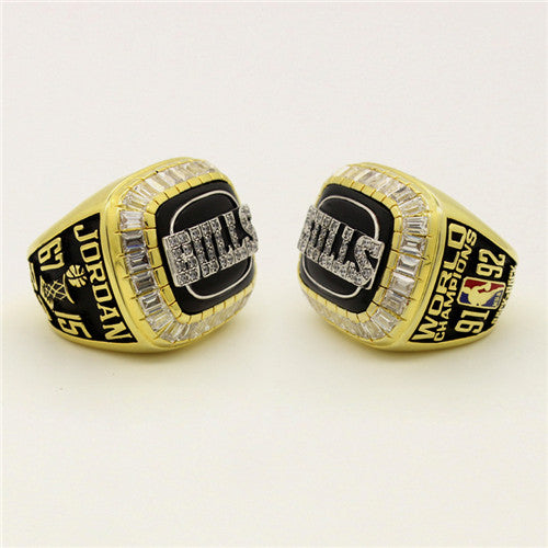 Chicago Bulls 1992 NBA Finals National Basketball World Championship Ring With Black Obsidian