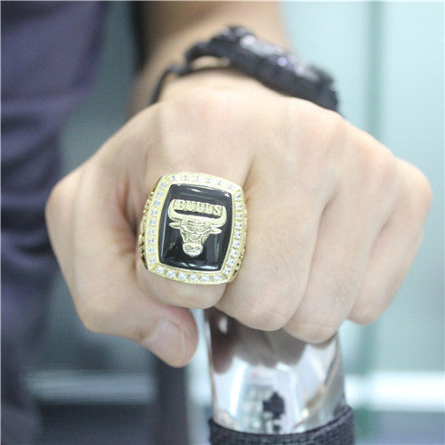 Chicago Bulls 1991 NBA Finals National Basketball World Championship Ring With Black Obsidian