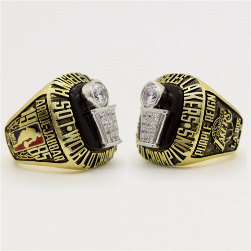 Los Angeles Lakers 1985 NBA Finals National Basketball World Championship Ring With Black Obsidian