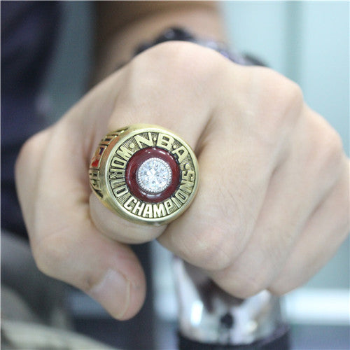 Philadelphia 76ers 1983 NBA Finals National Basketball World Championship Ring With Red Garnet