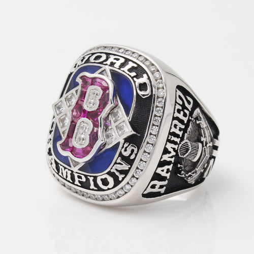 Boston Red Sox 2004 World Series MLB Championship Ring With Synthetic Sapphire And Red Ruby