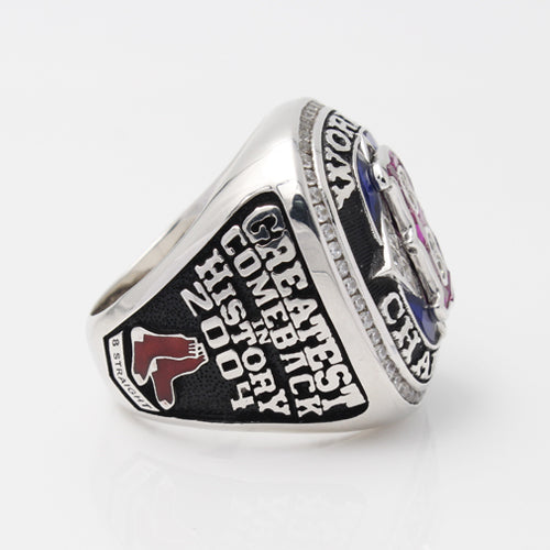 Boston Red Sox 2004 World Series MLB Championship Ring With Synthetic Sapphire And Red Ruby