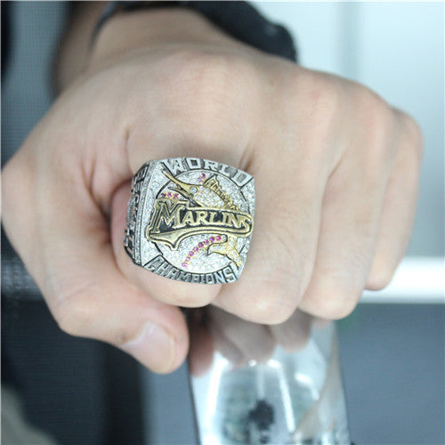 Florida Marlins (Miami Marlins) 2003 World Series MLB Championship Ring   Plating With Red Ruby