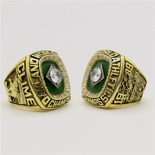 Oakland Athletics 1989 World Series MLB Championship Ring With Green Chrysoprase