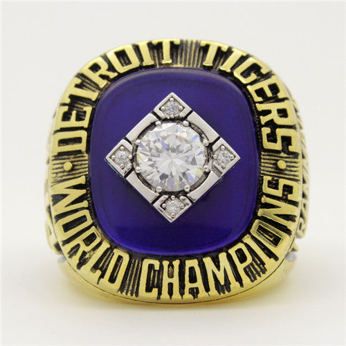 Detroit Tigers 1984 World Series MLB Championship Ring With Blue Sapphire