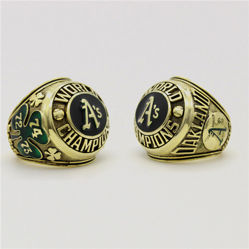 Oakland Athletics 1974 World Series MLB Championship Ring With Deep Green Chrysoprase