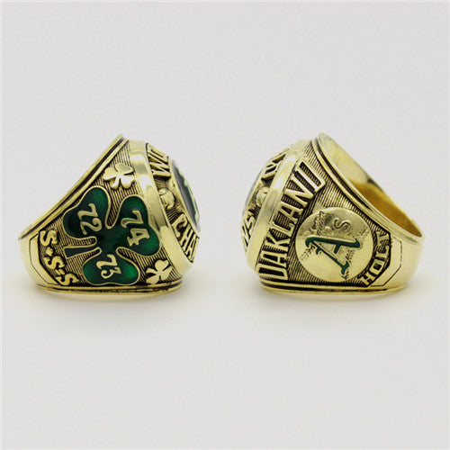 Oakland Athletics 1974 World Series MLB Championship Ring With Deep Green Chrysoprase