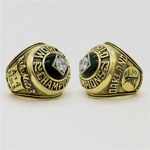 Oakland Athletics 1973 World Series MLB Championship Ring With Green Chrysoprase