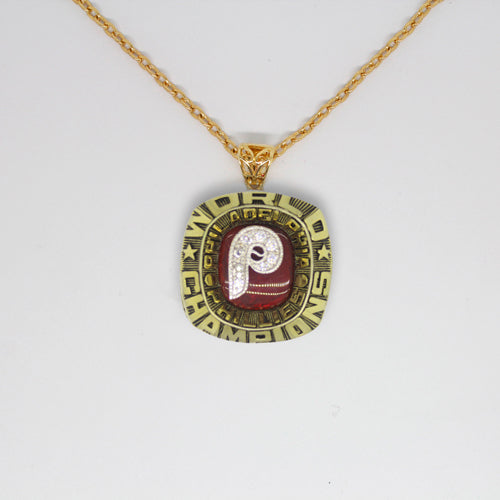 Philadelphia Phillies 1980 World Series MLB Championship Pendant with Chain