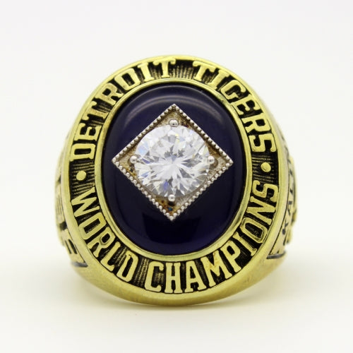 Detroit Tigers 1968 World Series MLB Championship Ring With Navy Blue Lapis Lazuli