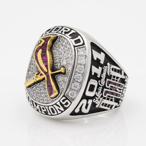 St. Louis Cardinals 2011 World Series MLB Championship Ring   Plating With Red Ruby