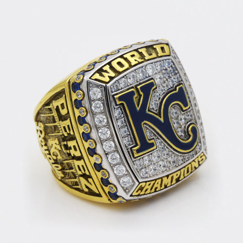 Kansas City Royals 2015 World Series MLB Championship Ring   Plating with dark blue enamel