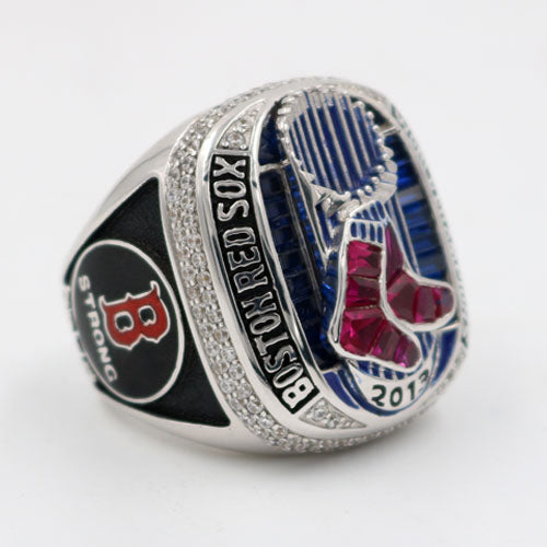 Boston Red Sox 2013 World Series MLB Championship Ring With Synthetic Sapphire & Red Ruby