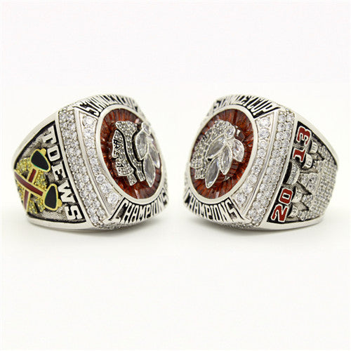 Chicago Blackhawks 2013 Stanley Cup Finals NHL Championship Ring With Red Ruby