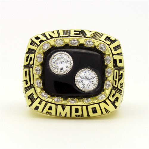 Pittsburgh Penguins 1992 Stanley Cup Final NHL Championship Ring With Black Obsidian