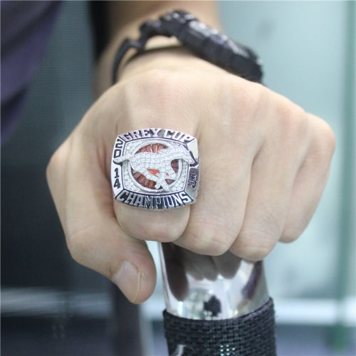 Custom Calgary Stampeders 2014 CFL 102nd Grey Cup Championship Ring With Red Ruby