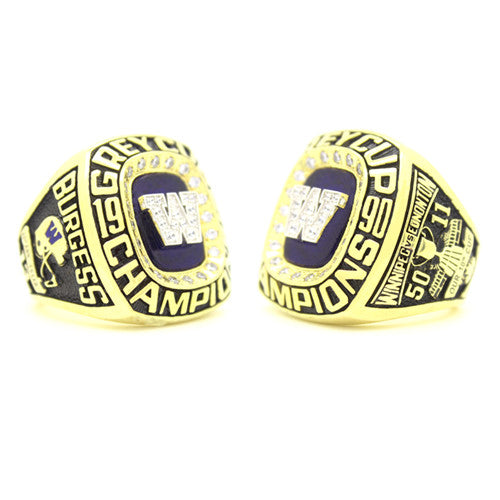 Custom Winnipeg Blue Bombers 1990 CFL 78th Grey Cup Championship Ring With Dark Blue Synthetic Sapphire