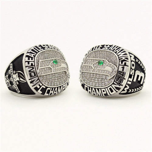 Seattle Seahawks 2014 National Football Championship Ring With Green Chrysoprase