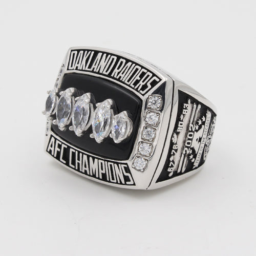 Oakland Raiders 2002 American Football Championship Ring With Black Obsidian