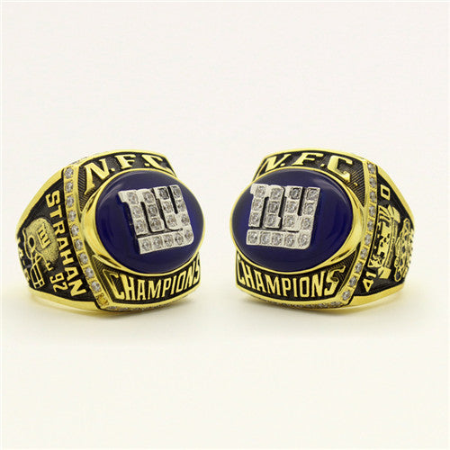 New York Giants 2000 National Football Championship Ring With Blue Sapphire