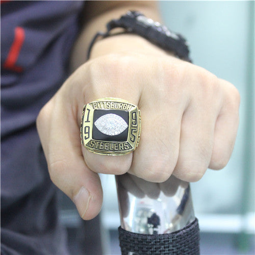 Pittsburgh Steelers 1995 American Football Championship Ring With Black Obsidian