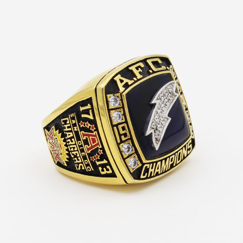 San Diego Chargers 1994 American Football Championship Ring With Black Obsidian