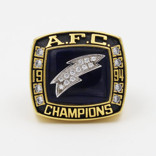 San Diego Chargers 1994 American Football Championship Ring With Black Obsidian