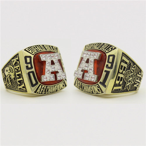 Buffalo Bills 1991 American Football Championship Ring With Red Ruby