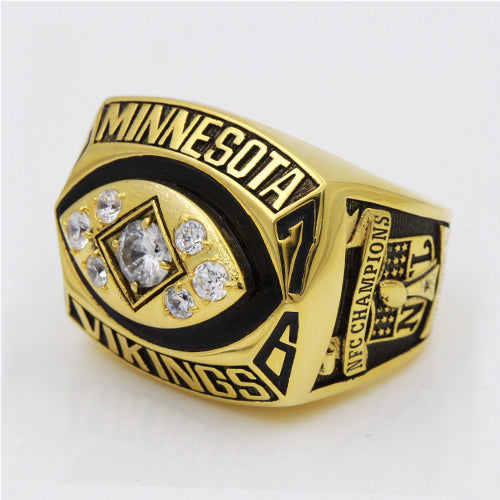 Minnesota Vikings 1976 National Football Championship Ring With Black Obsidian