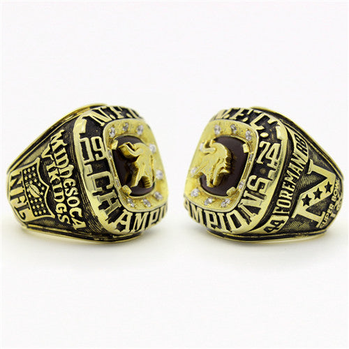 Minnesota Vikings 1974 National Football Championship Ring With Black Obsidian