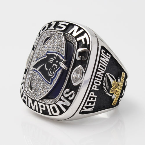 Carolina Panthers 2015 National Football Championship Ring With Blue Sapphire