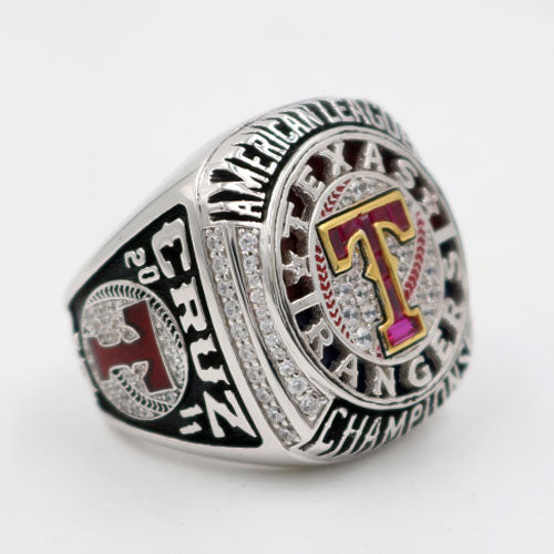 Custom Texas Rangers 2011 American League Championship Ring With Red Ruby