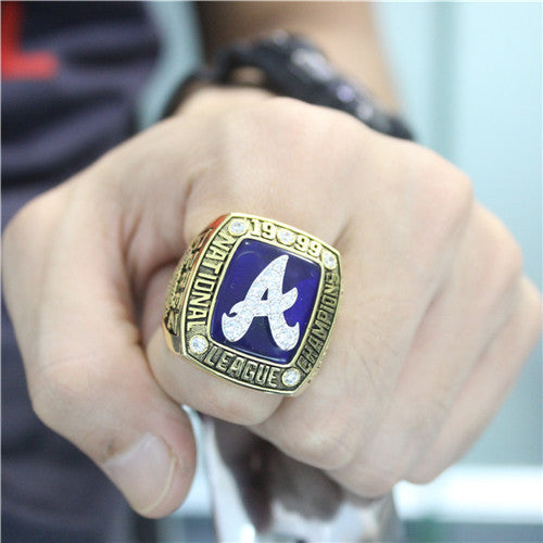 Custom Atlanta Braves 1999 National League Championship Ring With White Rock Crystal