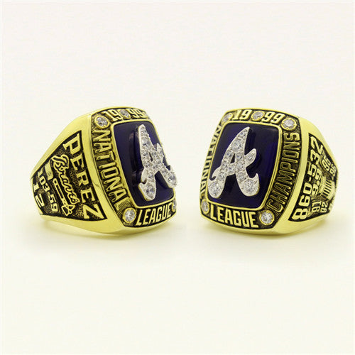 Custom Atlanta Braves 1999 National League Championship Ring With White Rock Crystal