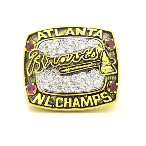 Custom Atlanta Braves 1996 National League Championship Ring With Red Ruby