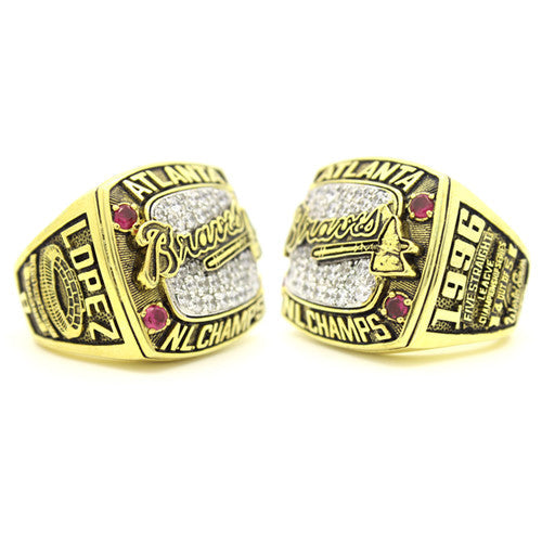 Custom Atlanta Braves 1996 National League Championship Ring With Red Ruby