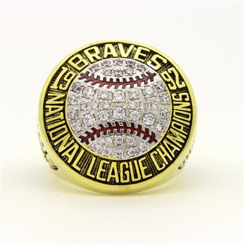 Custom Atlanta Braves 1992 National League Championship Ring With Red Garnet