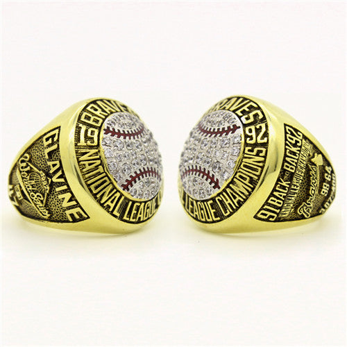 Custom Atlanta Braves 1992 National League Championship Ring With Red Garnet