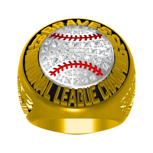 Custom Atlanta Braves 1992 National League Championship Ring With Red Garnet