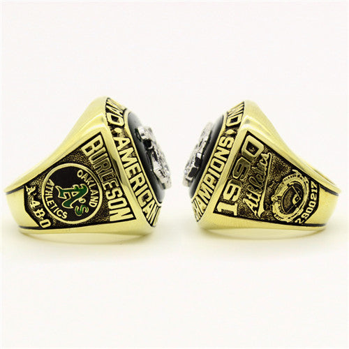 Custom Oakland Athletics 1990 American League Championship Ring With White Rock Crystal