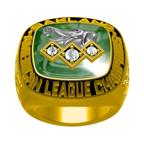 Custom Oakland Athletics 1990 American League Championship Ring With White Rock Crystal