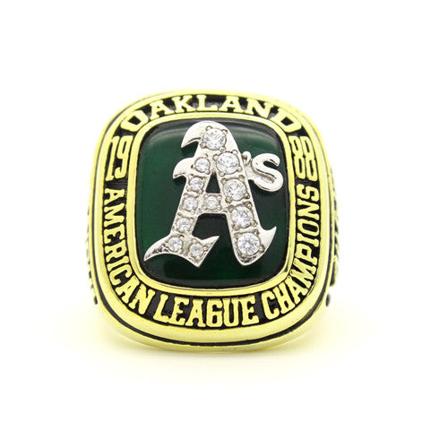 Custom Oakland Athletics 1988 American League Championship Ring With Green Chrysoprase