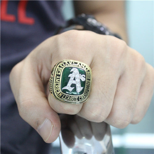 Custom Oakland Athletics 1988 American League Championship Ring With Green Chrysoprase