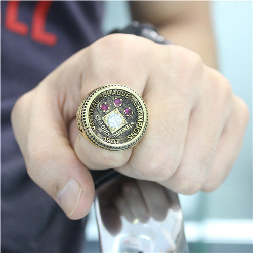 Custom St. Louis Cardinals 1987 National League Championship Ring With Red Ruby