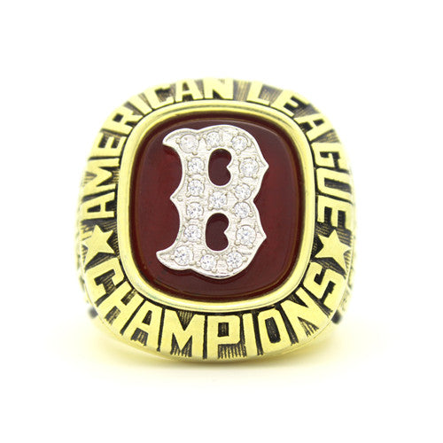 Custom Boston Red Sox 1986 American League Championship Ring With Red Garnet