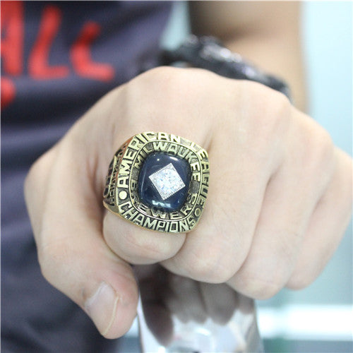 Custom Milwaukee Brewers 1982 American League Championship Ring With Blue Lapis Lazuli